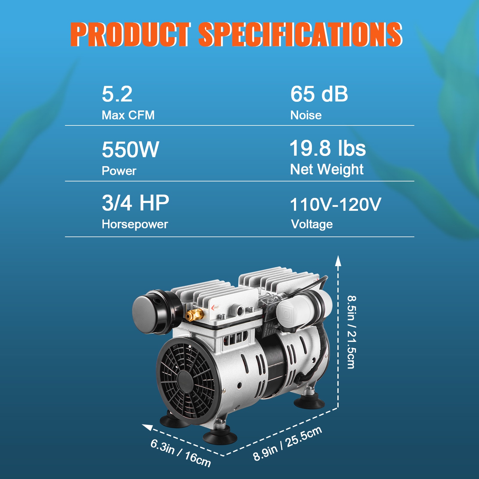 Pond Air Aerator Compressor With Timer For Deep Water Circulation_voghion.com